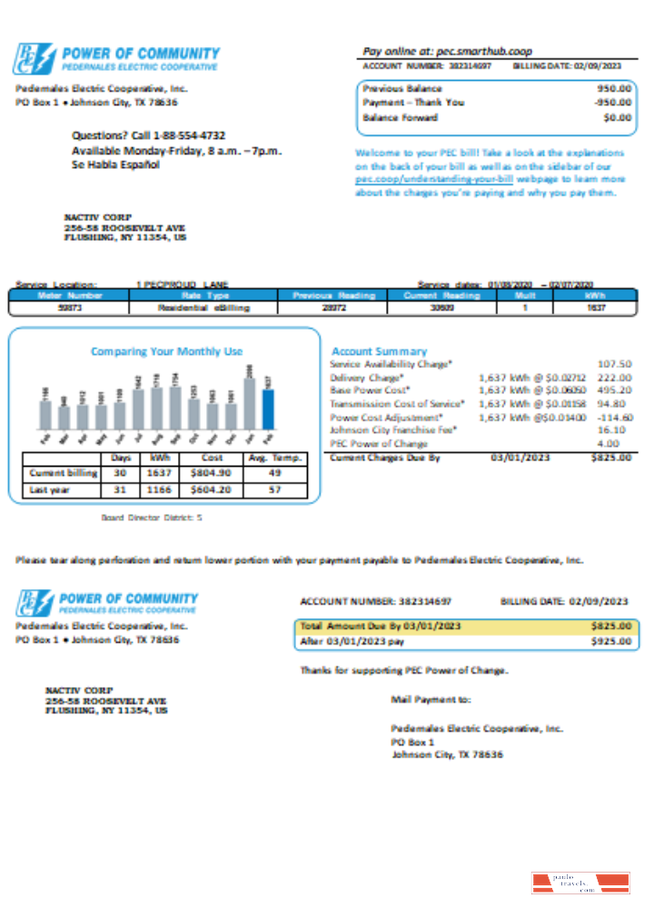 Texas Power of Community electricity utility business bill,  SCR PSD template